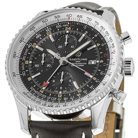 mens watches breitling navitimer 1 chronograph gmt 46 steel silver|breitling chrono matic.